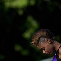 Pioneer student London Renfroe prepares for an event during the MHSAA Track and Field Regionals Friday evening at Saline High School.
Jeffrey Smith | AnnArbor.com